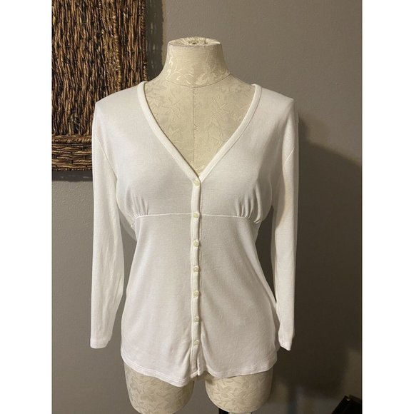 Talbots Sweaters - Talbots Womens Cardigan Sweater White M Medium Pima Cotton Modal